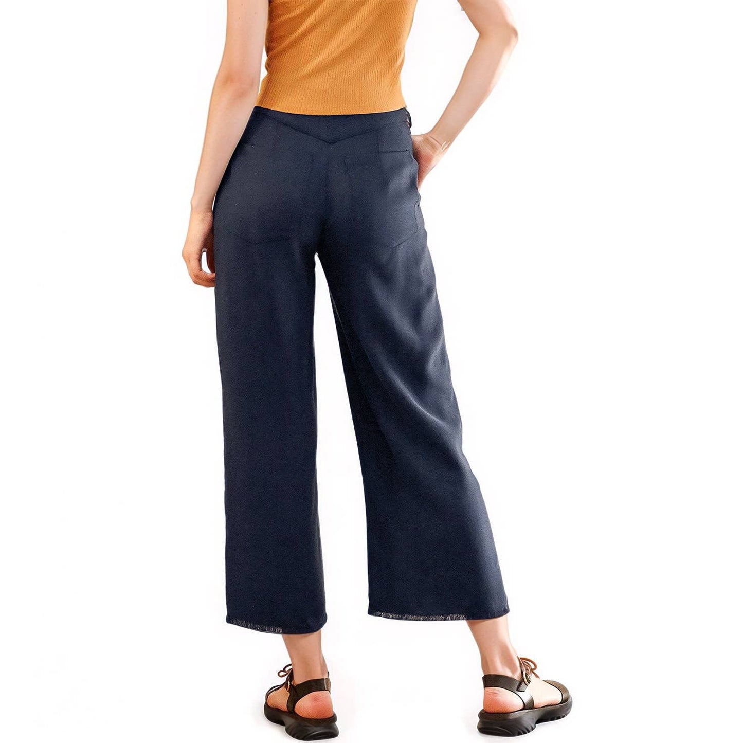 Fringe Hem Cropped Pants