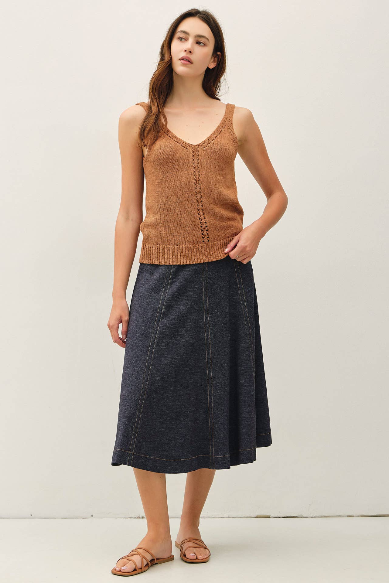 V-Neck Pointelle Sweater Tank