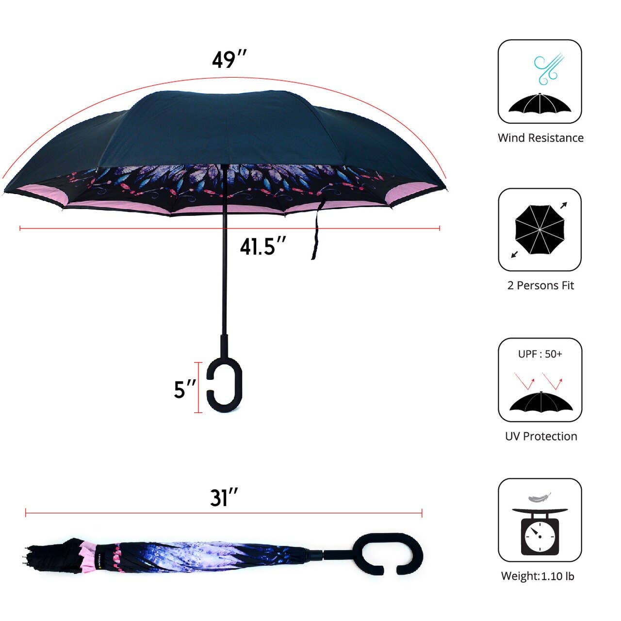 Feather Double Layer Inverted Umbrella