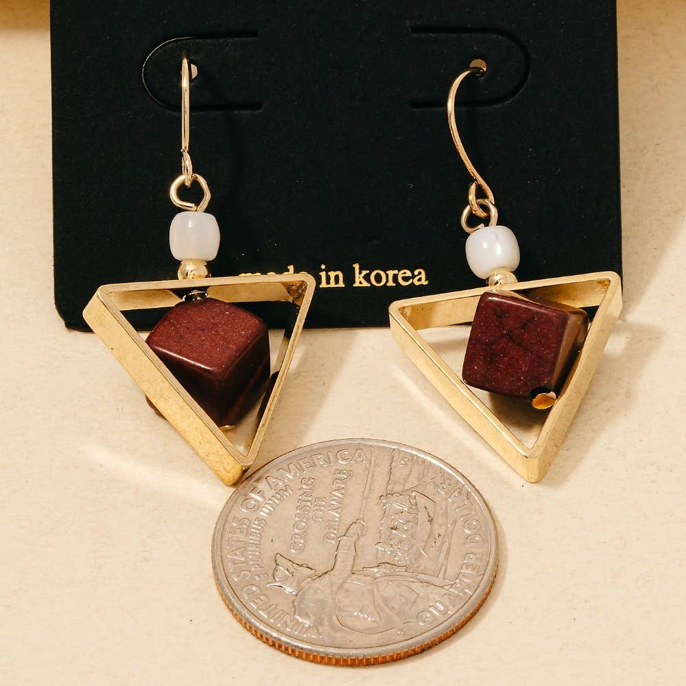 Cube And Triangle Dangle Drop Earrings