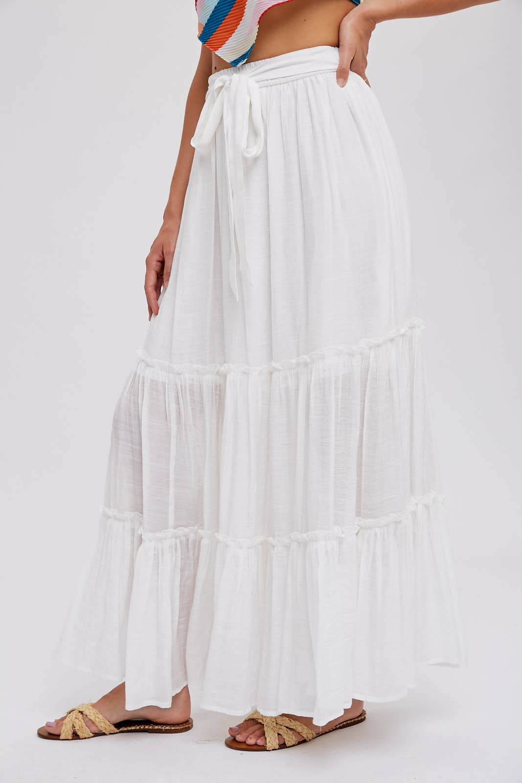 Tiered Ruffle Flowy Maxi Skirt