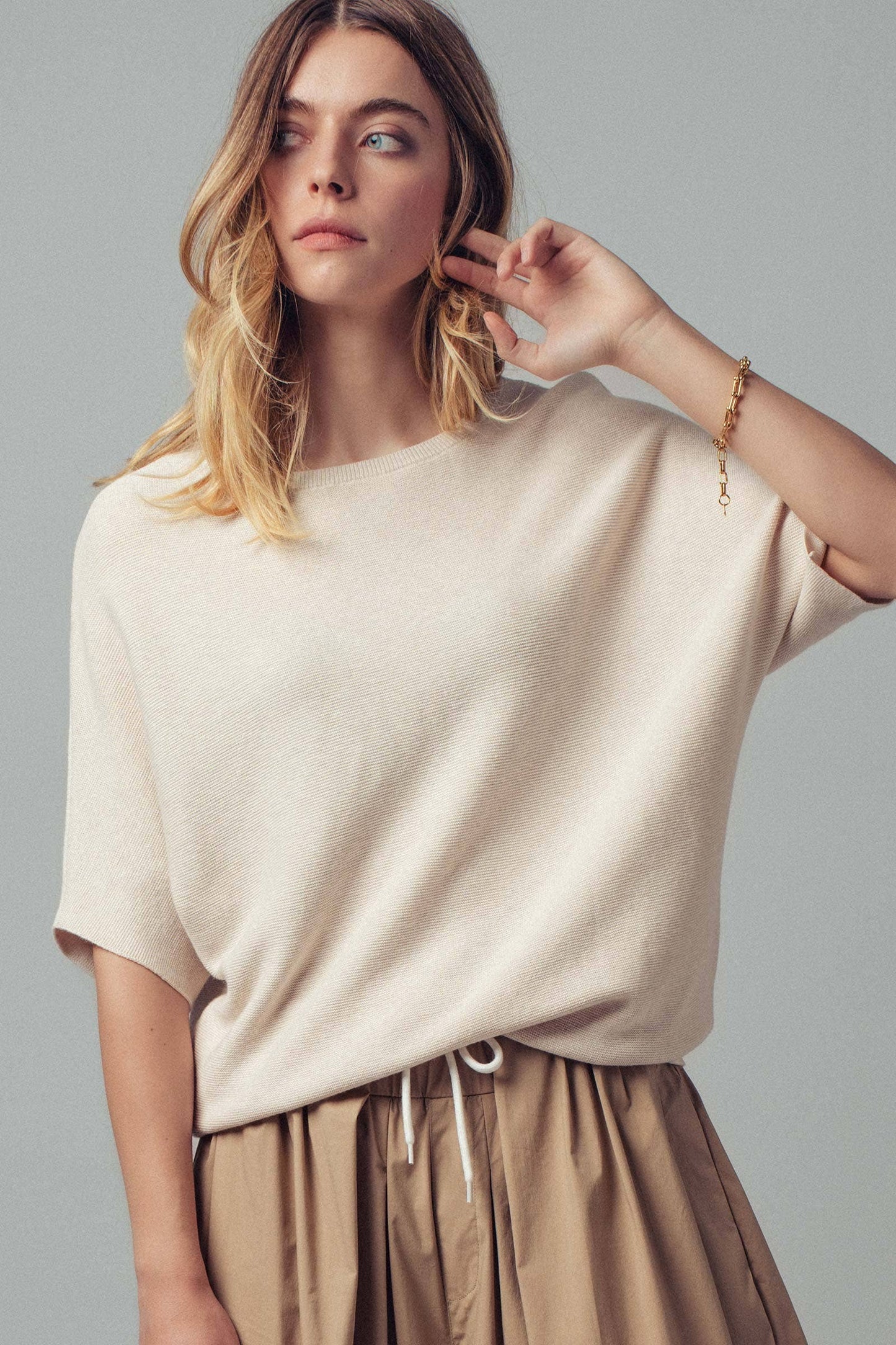 Relaxed Dolman Sleeve Knit Sweater