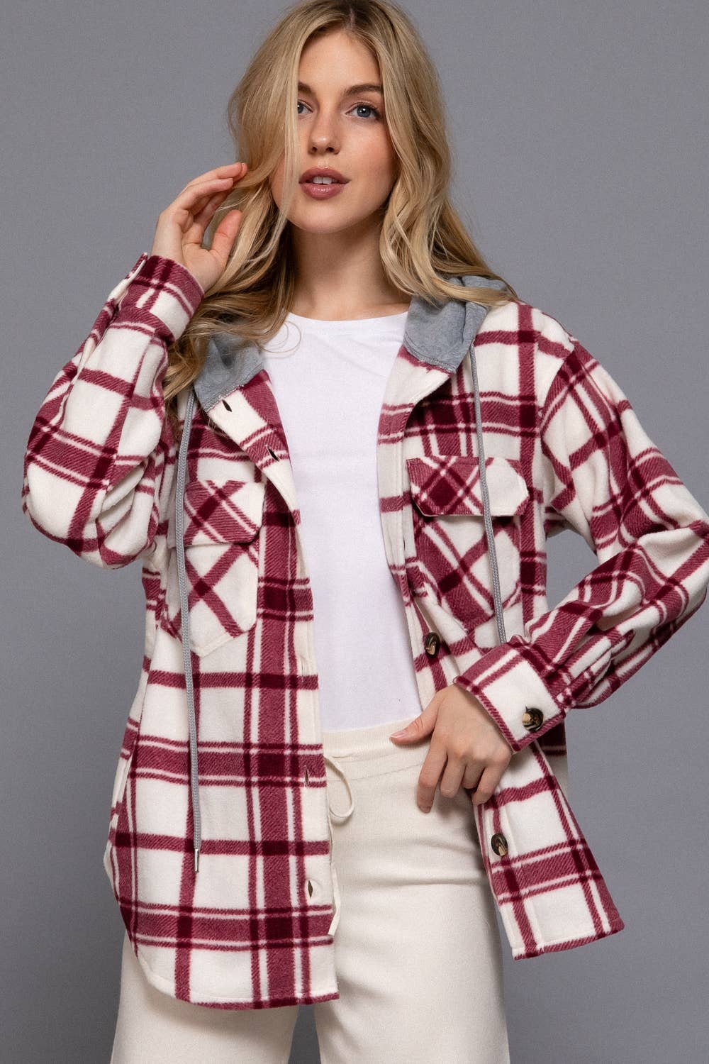 Plaid Hoodie Fleece Jacket