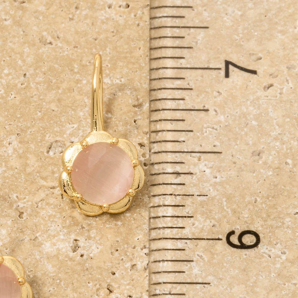 Gold Dipped Faceted Glass Flower Dangle Hook Earrings