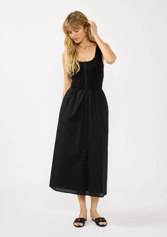 Button-Front Knit & Woven Tank Dress
