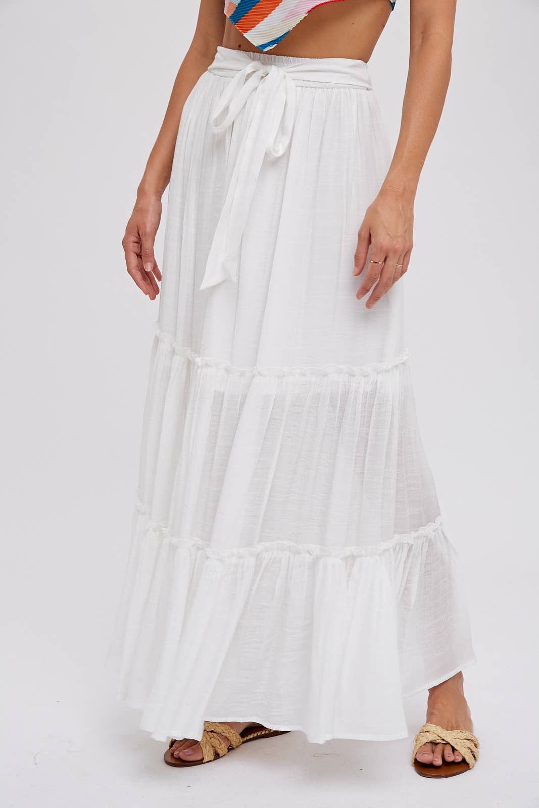 Tiered Ruffle Flowy Maxi Skirt