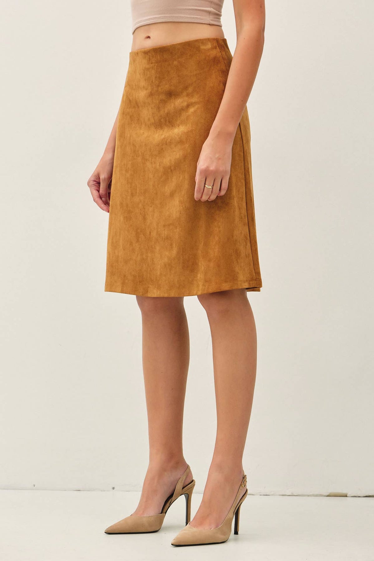 Desert Fox Faux Suede A-Line Skirt