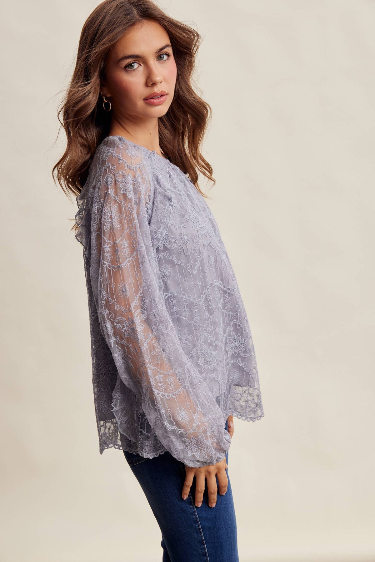 Bohemian Ruffled Lace Blouse