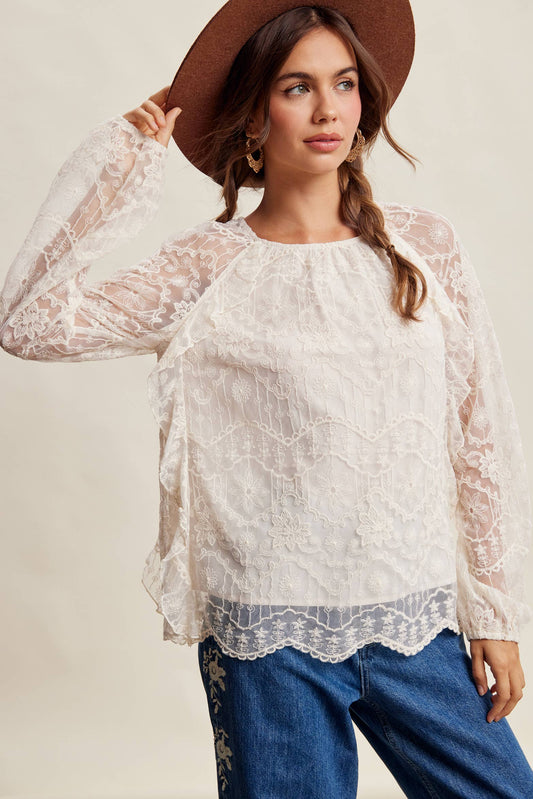 Bohemian Ruffled Lace Blouse