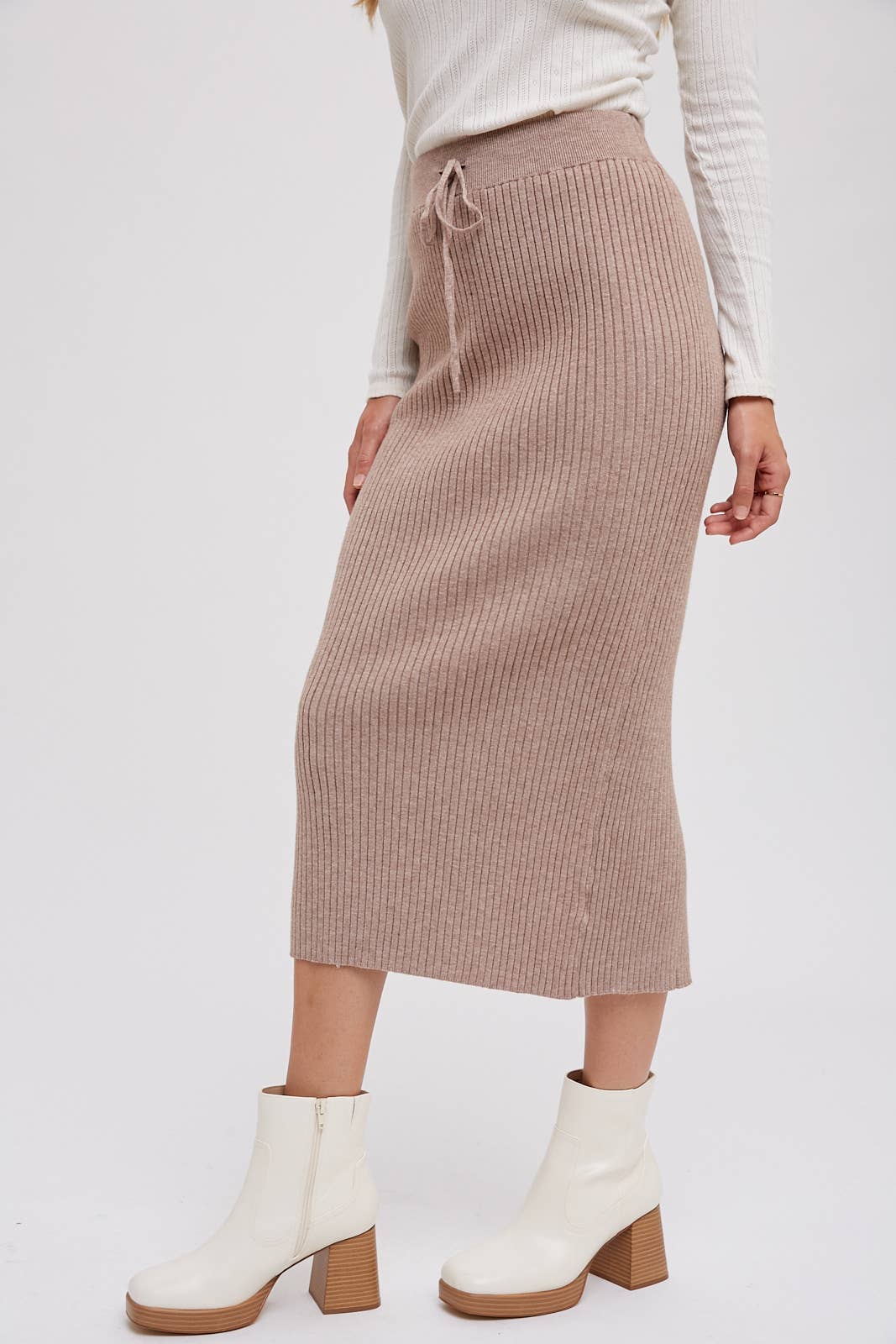 Ribbed Knit Midi Skirt