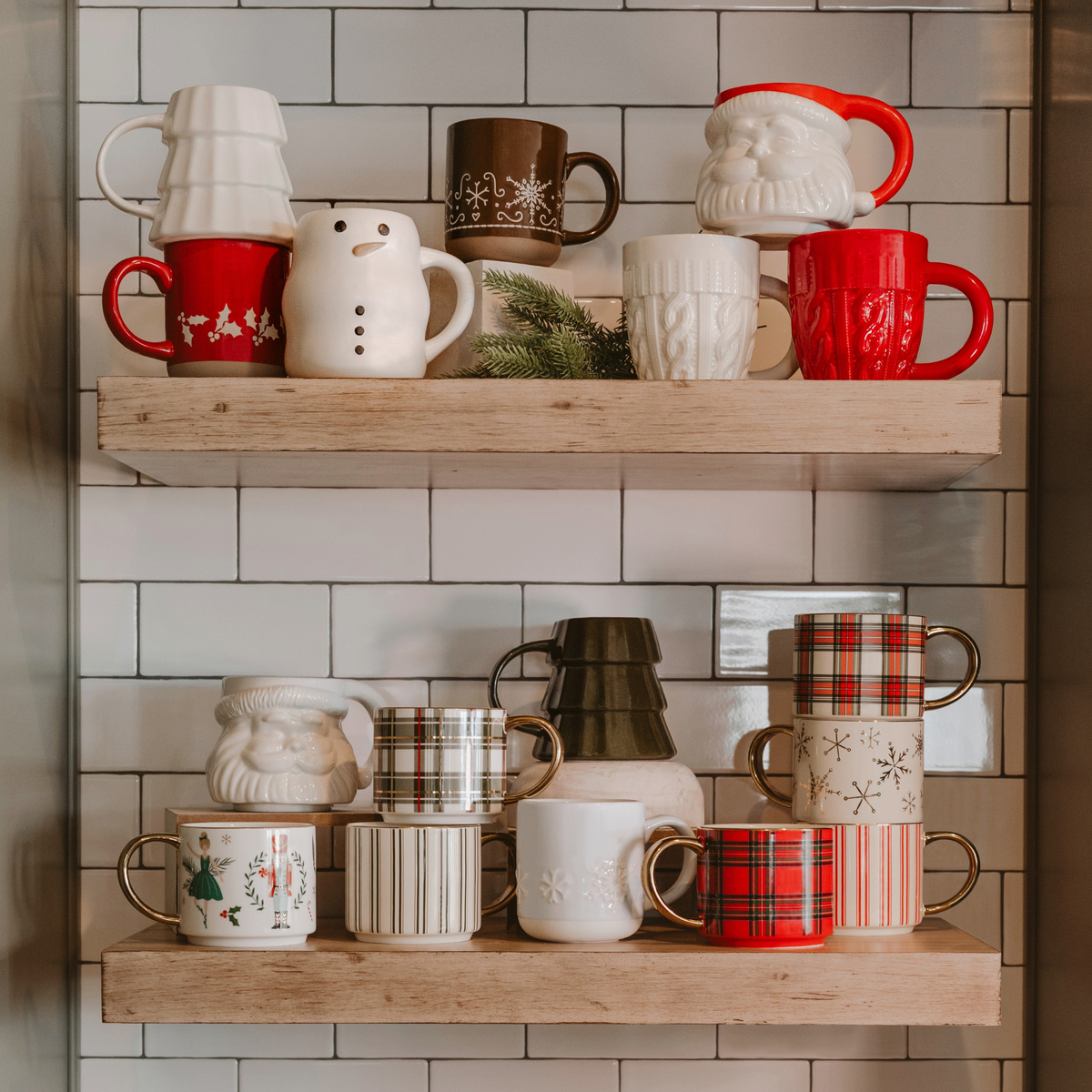 White Plaid Coffee Mug