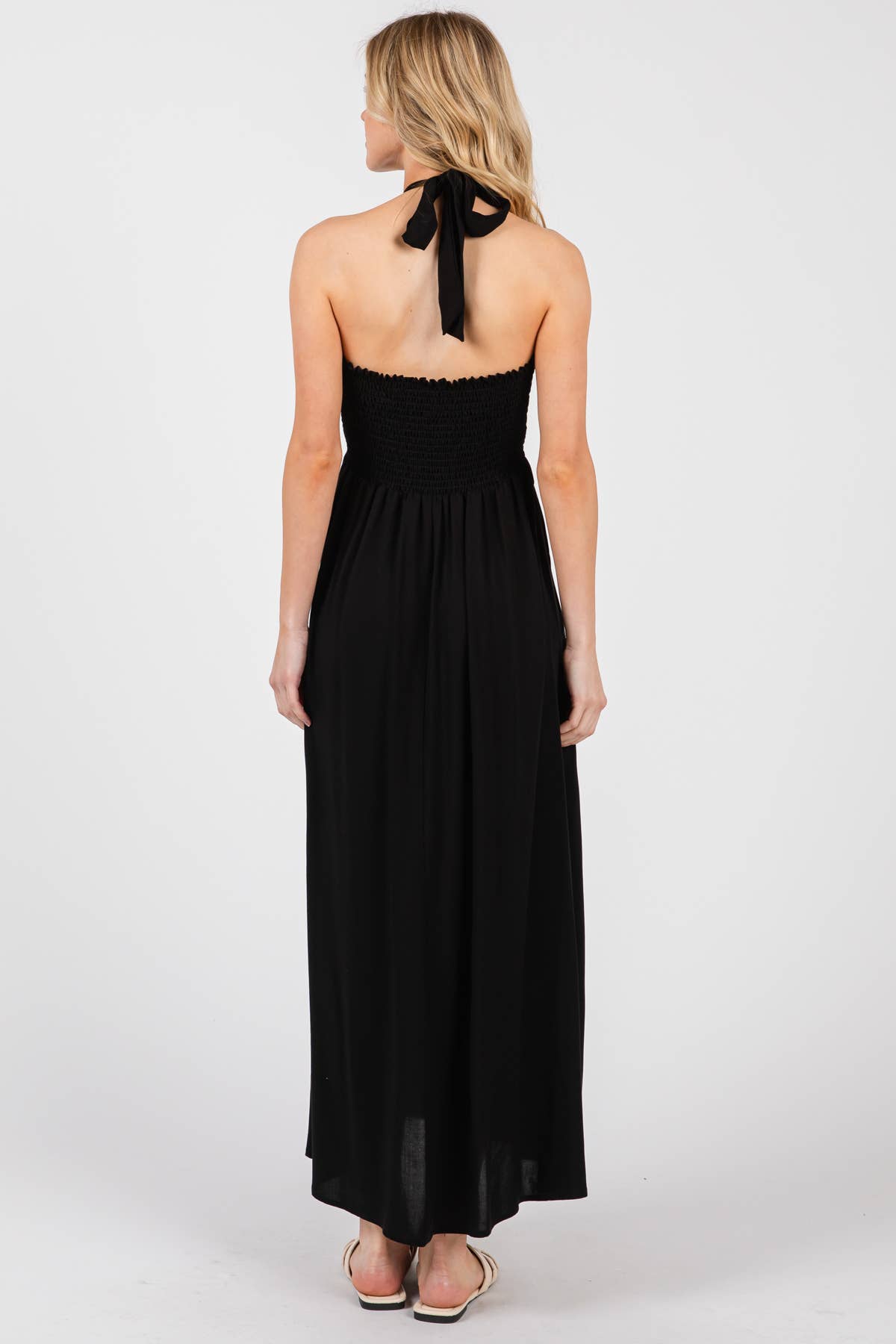 Halter Neck Shirring Dress