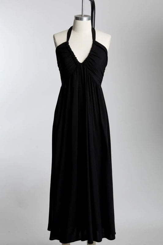 Halter Neck Shirring Dress