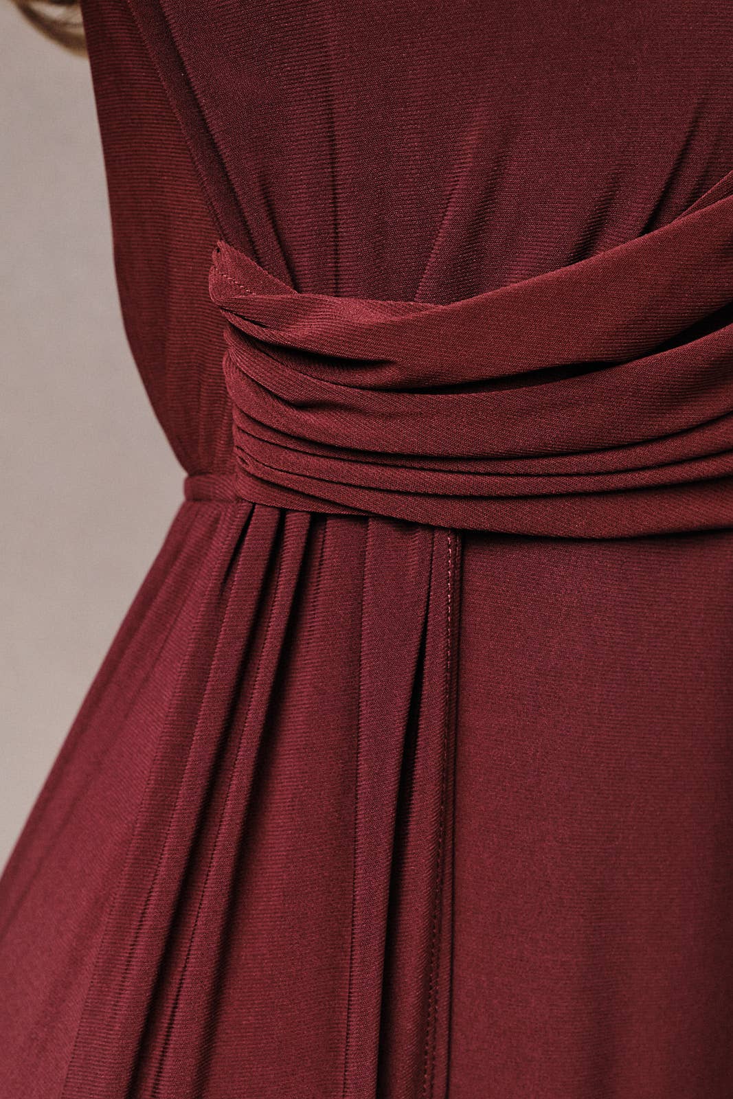 Burgundy Draped Midi Dress