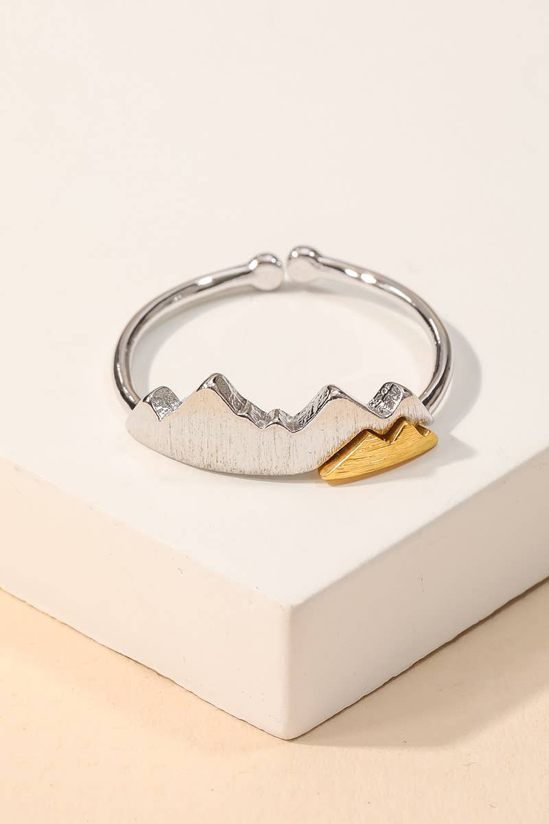 Gold Dipped Two Toned Mountain Adjustable Ring