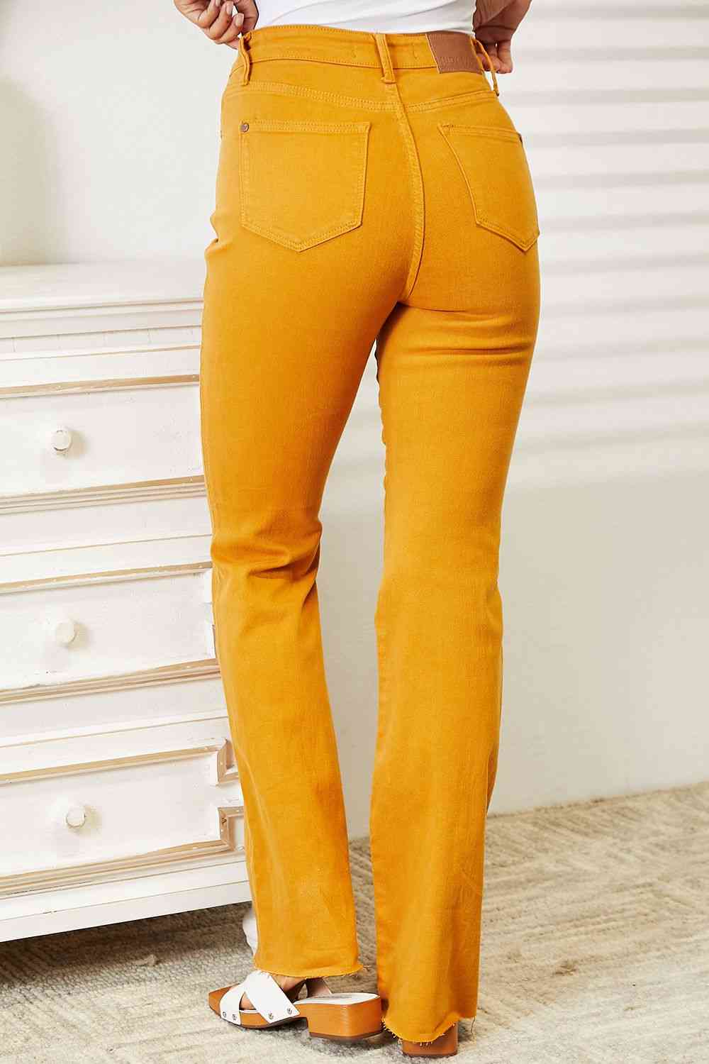 High Waist Tummy Control Dyed Flare Jeans