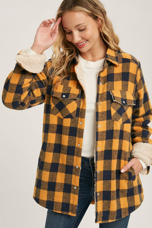 Buffalo Plaid Sherpa-Lined Shacket