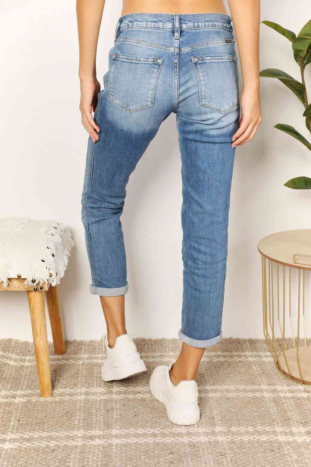 Mid Rise Slim Boyfriend Jeans