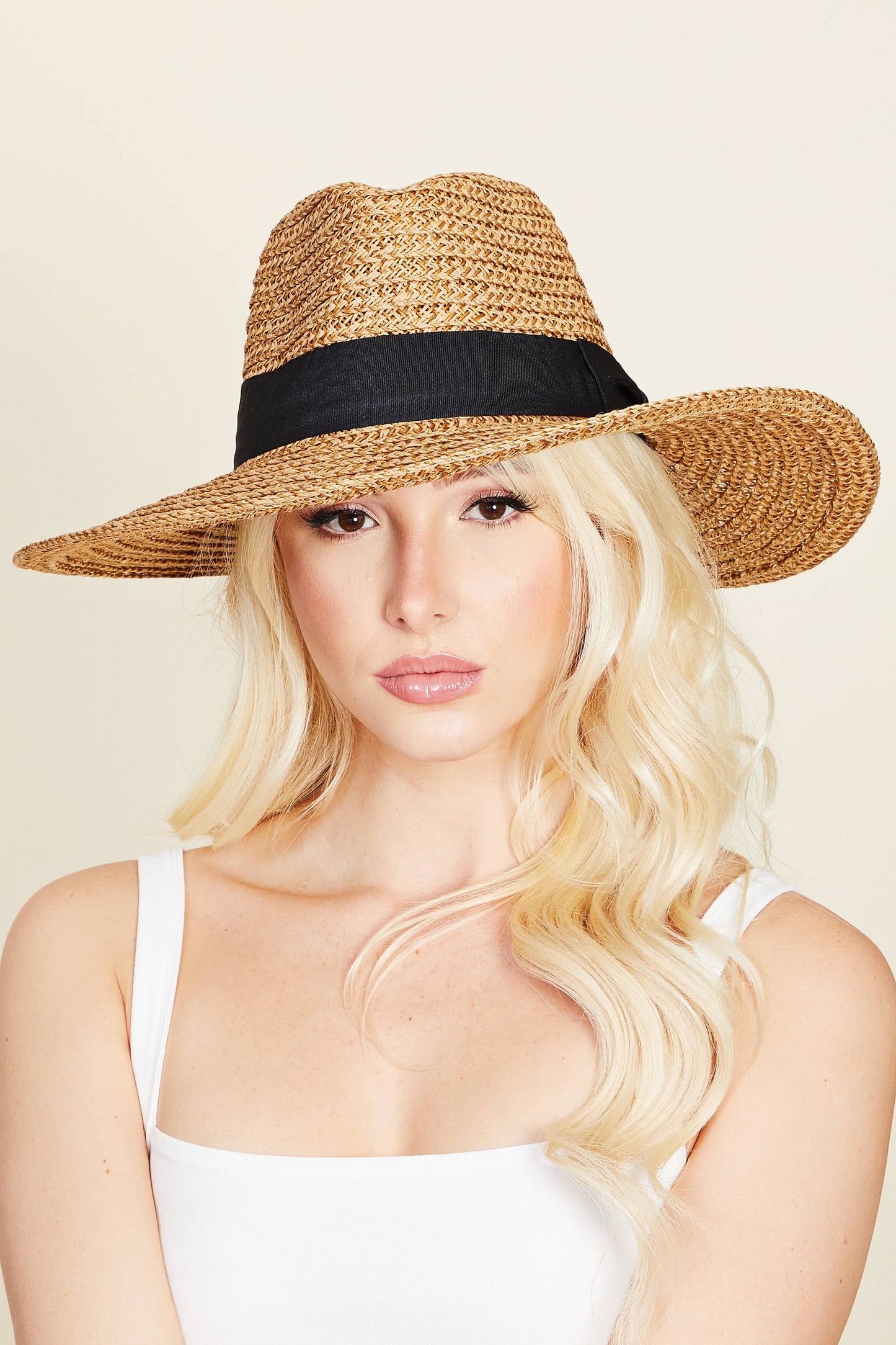 Bow Tie Straw Weave Floppy Sun Hat