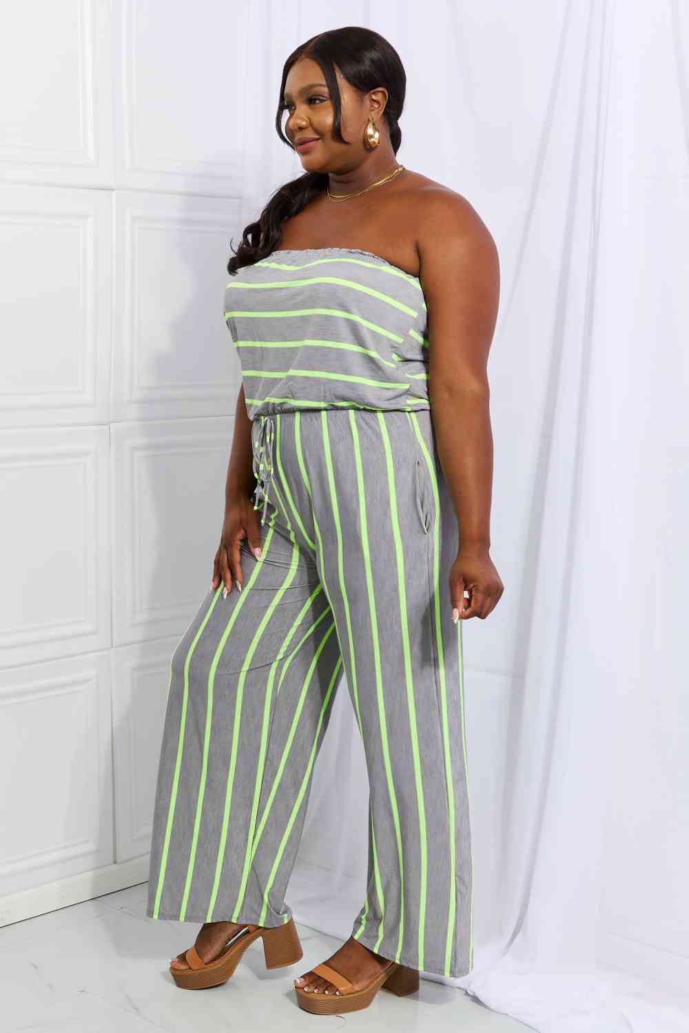 Pop Of Color Full Size Sleeveless Striped Jumpsuit