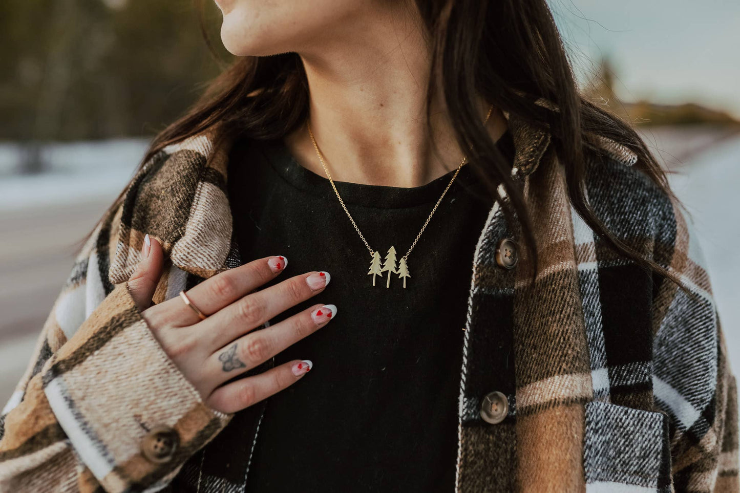 Rustic Three Tree Necklace