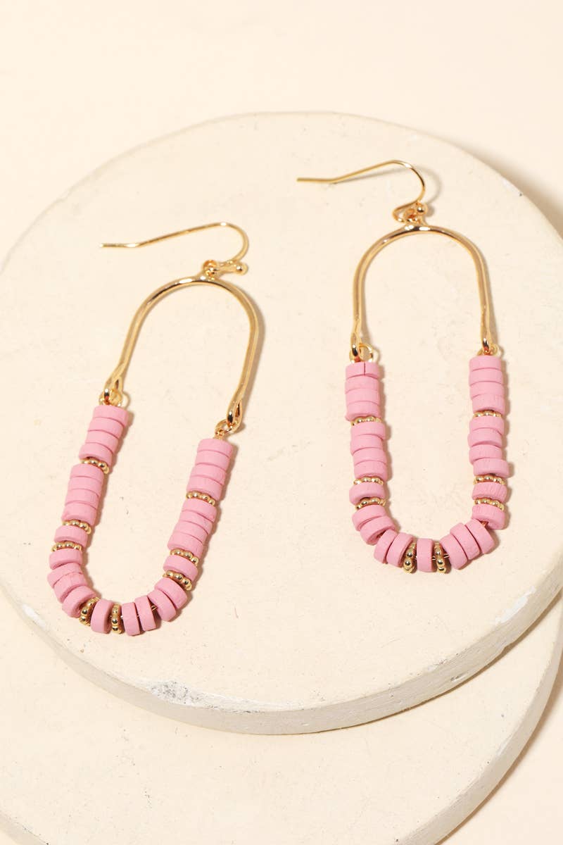 Beaded Oval Arch Cutout Drop Earrings