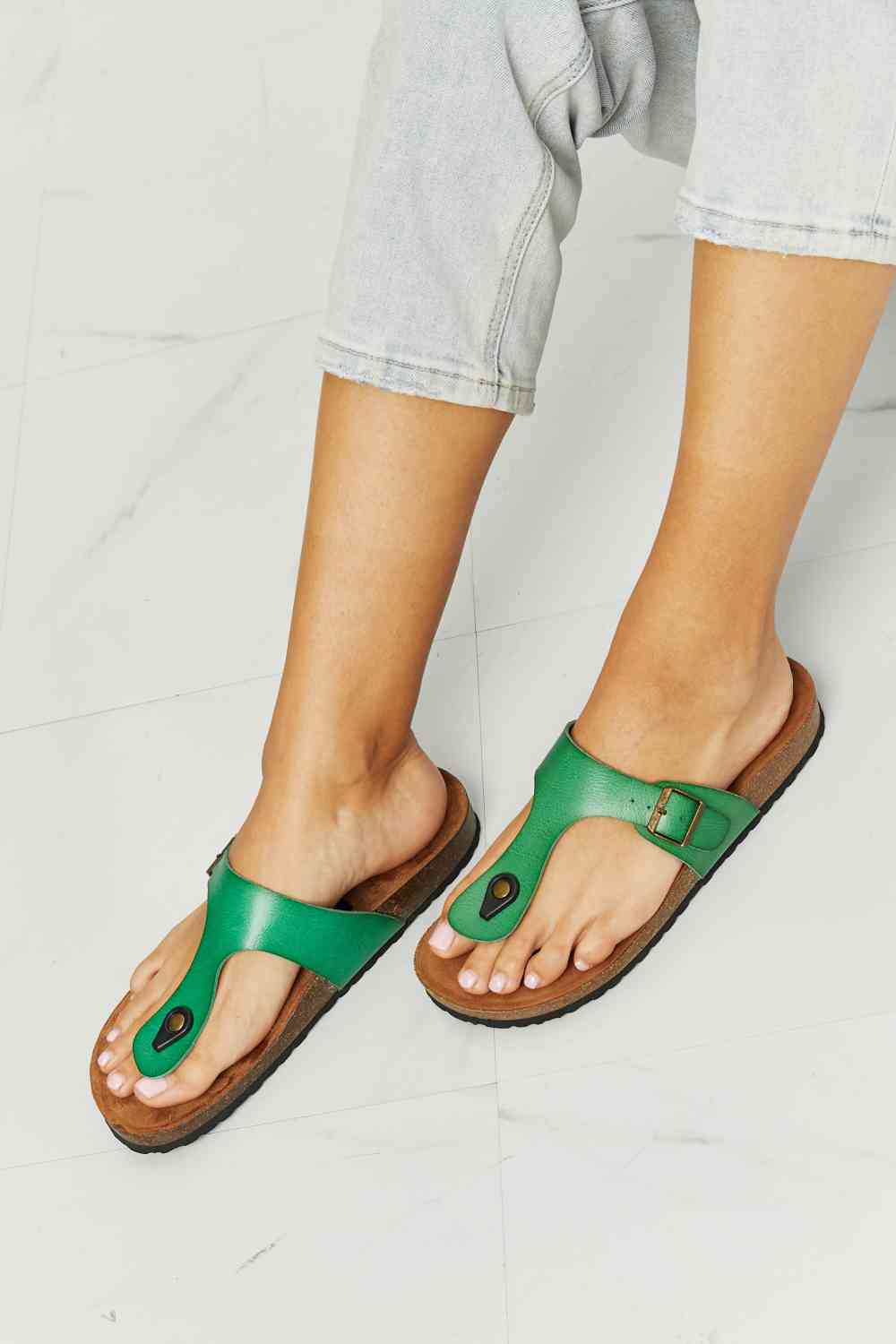 Drift Away T-Strap Flip-Flop in Green