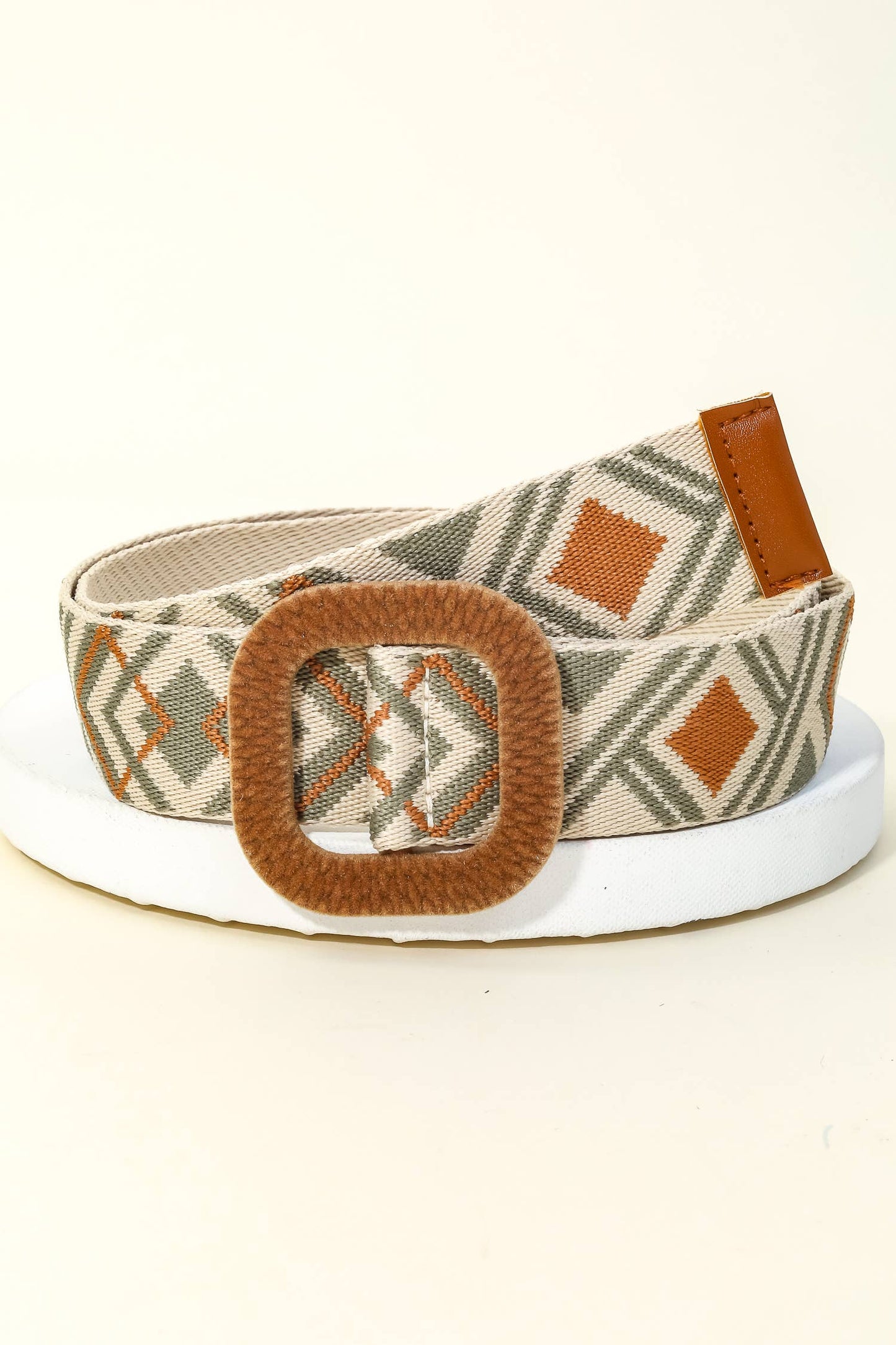 Boho Abstract Pattern Square Buckle Belt