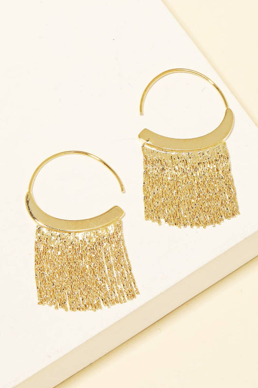 Metallic Fringe Hoop Earrings