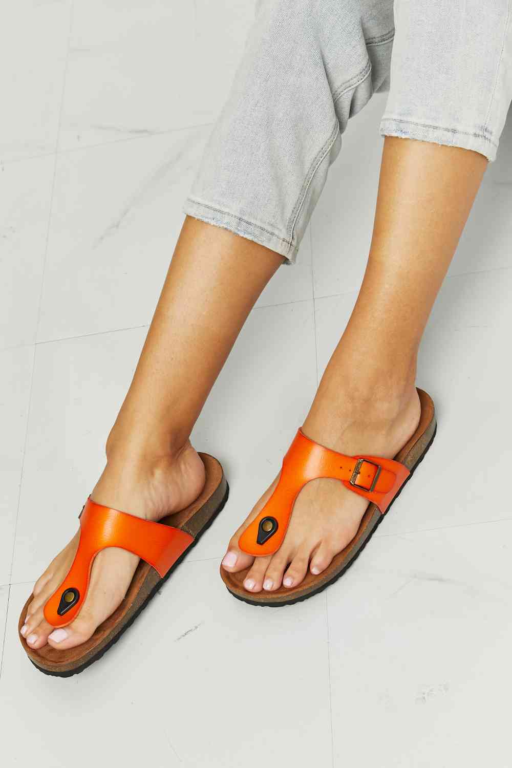 Drift Away T-Strap Flip-Flop in Orange