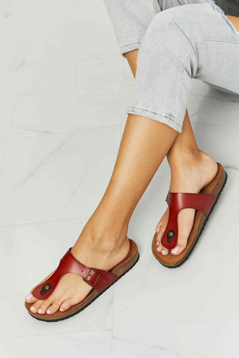 Drift Away T-Strap Flip-Flop in Red