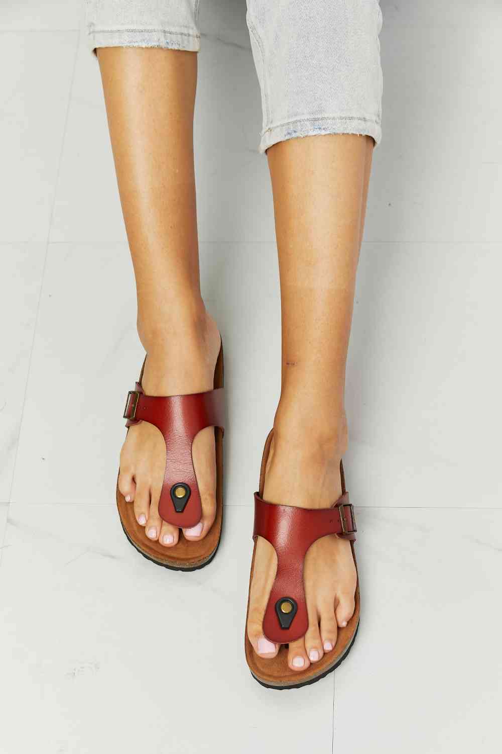 Drift Away T-Strap Flip-Flop in Red