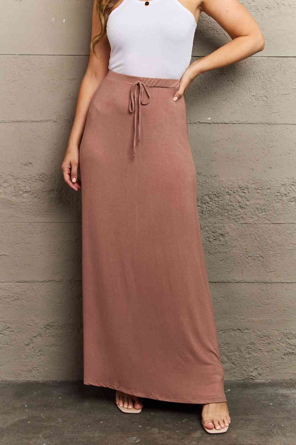 For The Day Flare Maxi Skirt in Chocolate