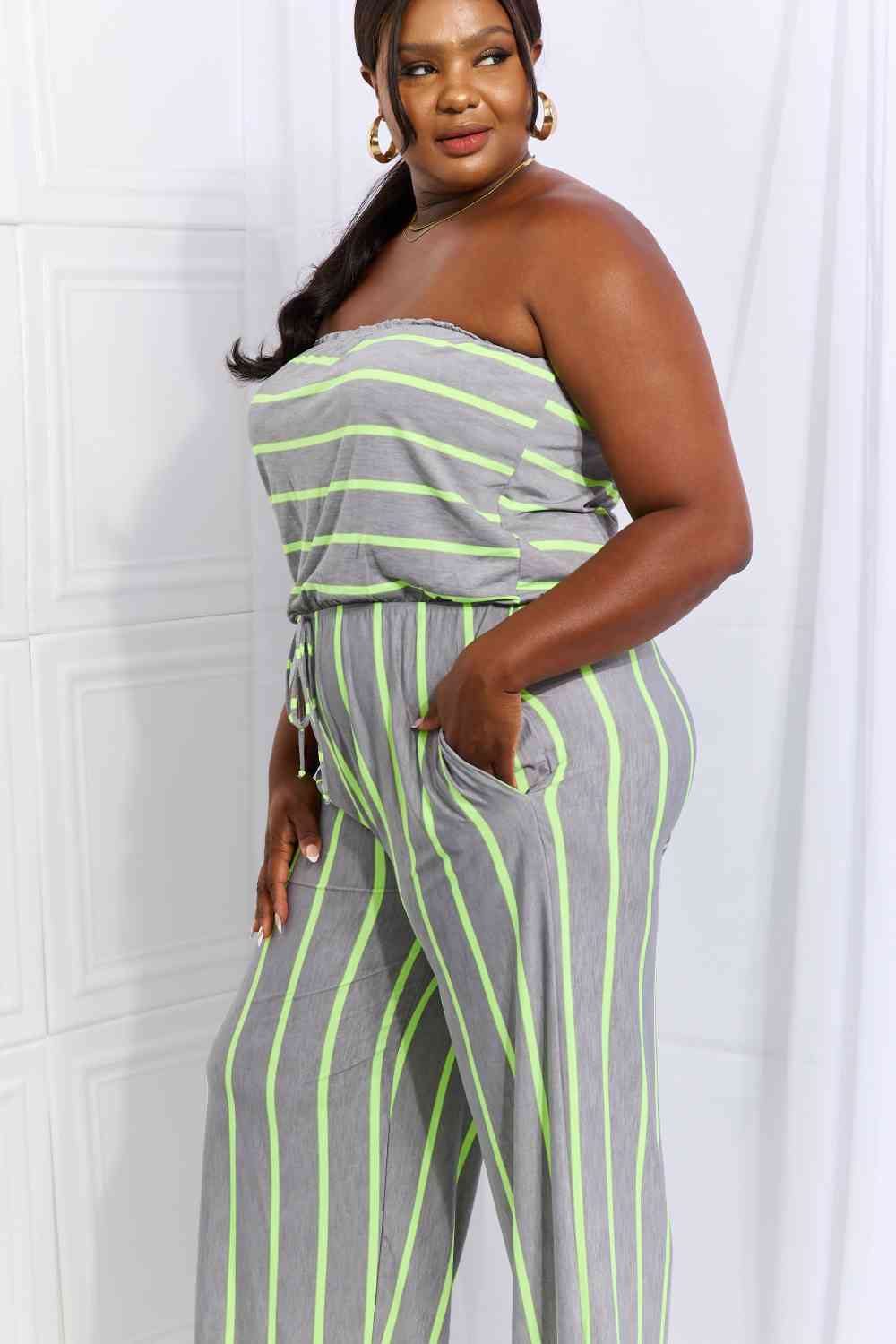 Pop Of Color Full Size Sleeveless Striped Jumpsuit